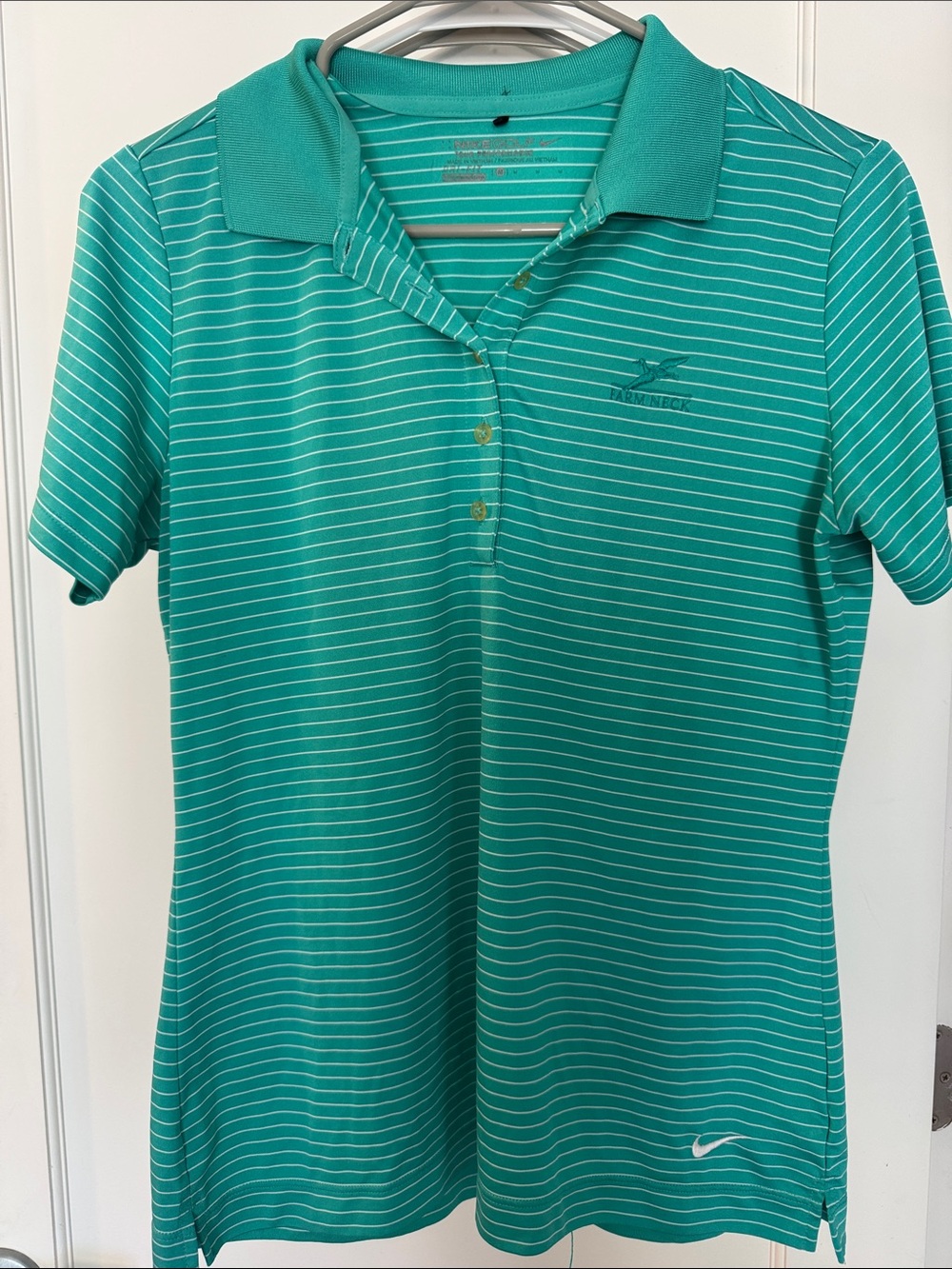 Nike Women’s FARM NECK (Martha’s Vineyard) Golf Green Striped Polo Top | M